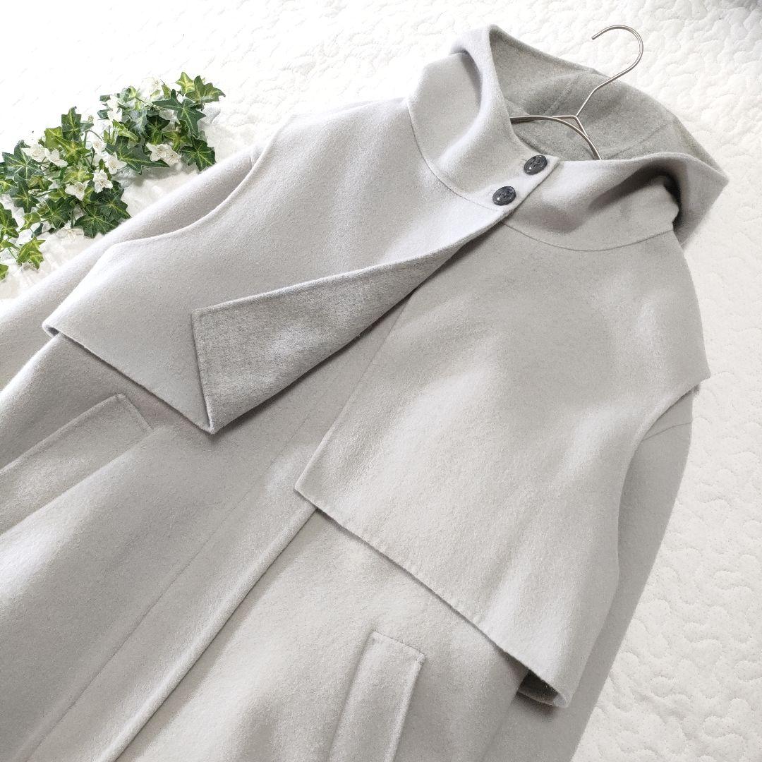 美品✨ADORE　カシミヤ混　ベストジャケット付きノーカラーリバーコート　グレー