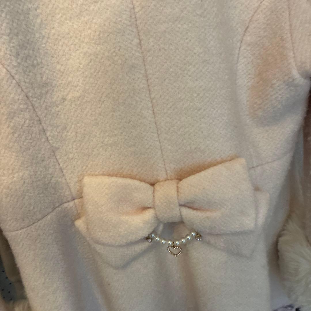 LIZLISA リズリサ ビジューリボンミニ丈Aラインコート ピンク