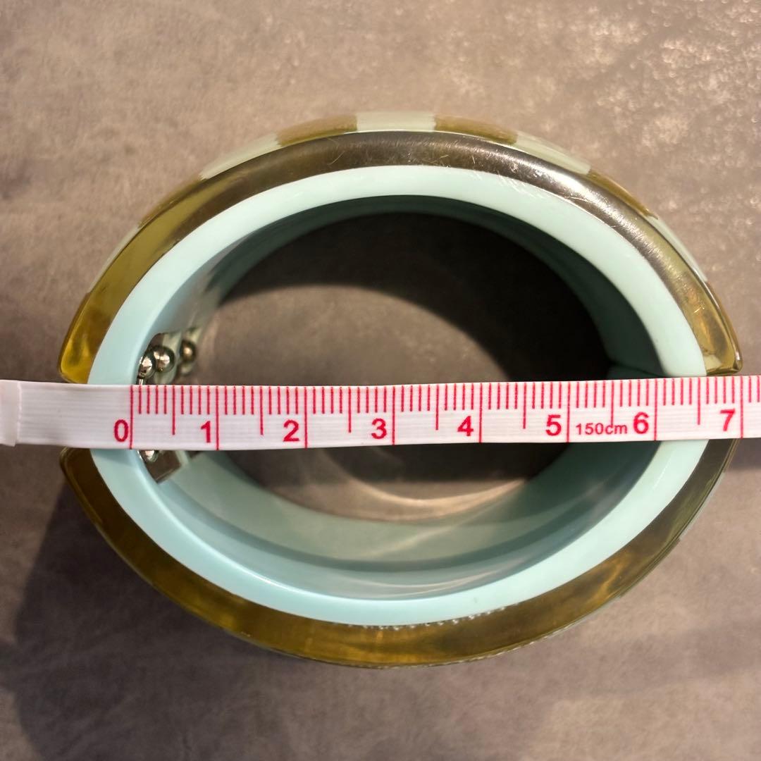 【新品未使用】CHANEL ストライプ柄 ココマーク バングル ゴールド×水色