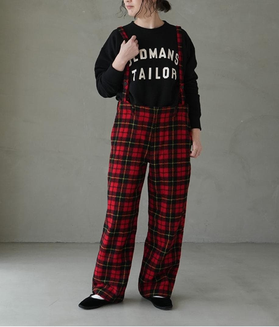 R&D.M.Co- オールドマンズテーラー タータンチェック サスペンダーパンツ