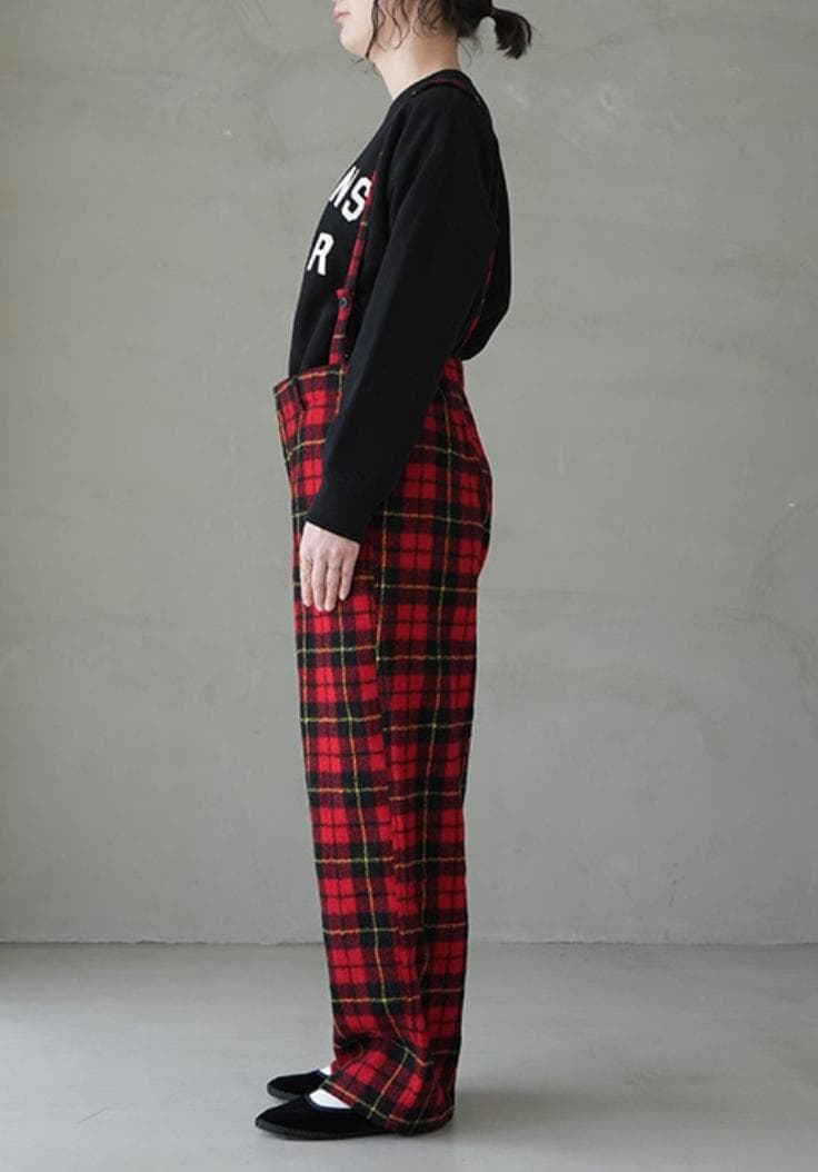 R&D.M.Co- オールドマンズテーラー タータンチェック サスペンダーパンツ