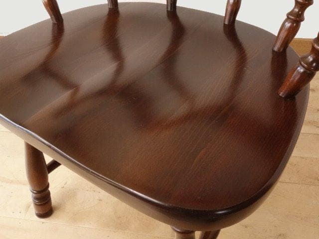 飛騨産業　キツツキ　穂高　アームチェアー①　イス　椅子　 木製　再塗装済ＵＳＥＤ