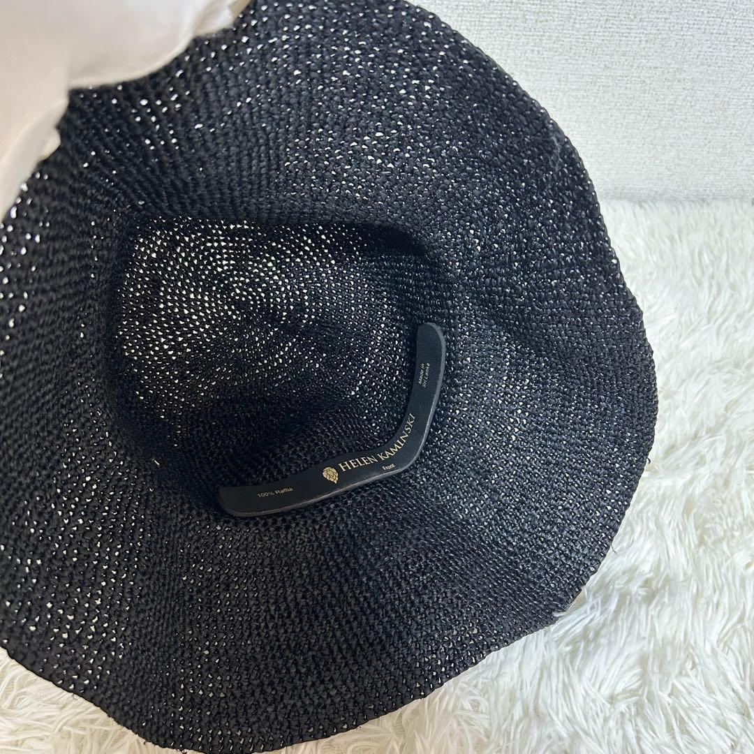 【美品】ヘレンカミンスキー プロヴァンス10 ラフィアハット チャコール