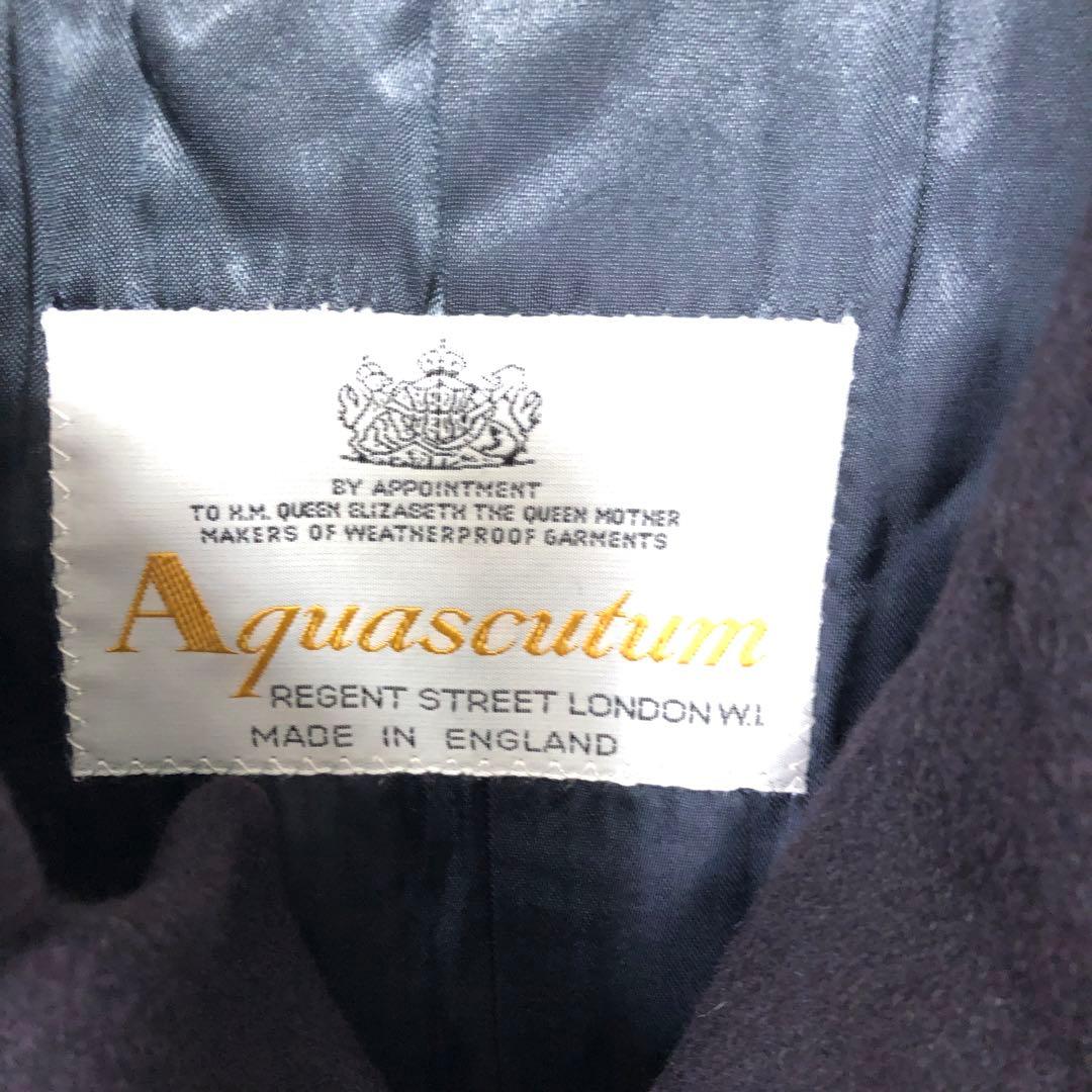 Aquascutum レトロ トラッド古着 カシミヤ100% ステンカラーコート