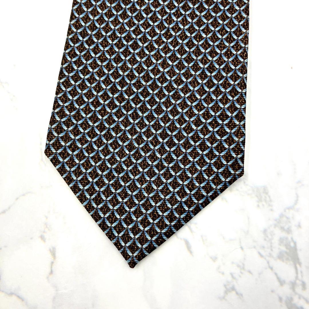 ◆美品◆BVLGARI ブルガリ ネクタイ 黒色 格子柄 光沢感