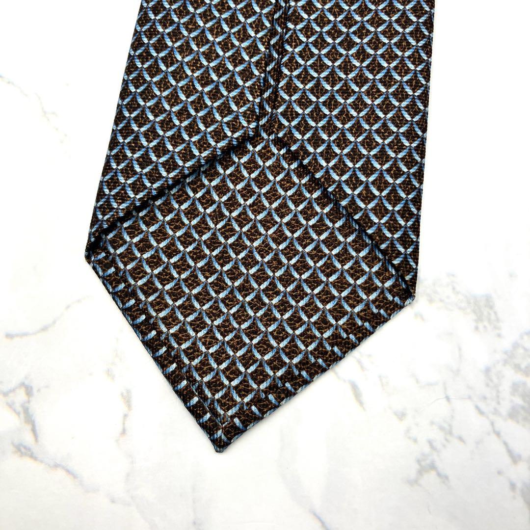 ◆美品◆BVLGARI ブルガリ ネクタイ 黒色 格子柄 光沢感