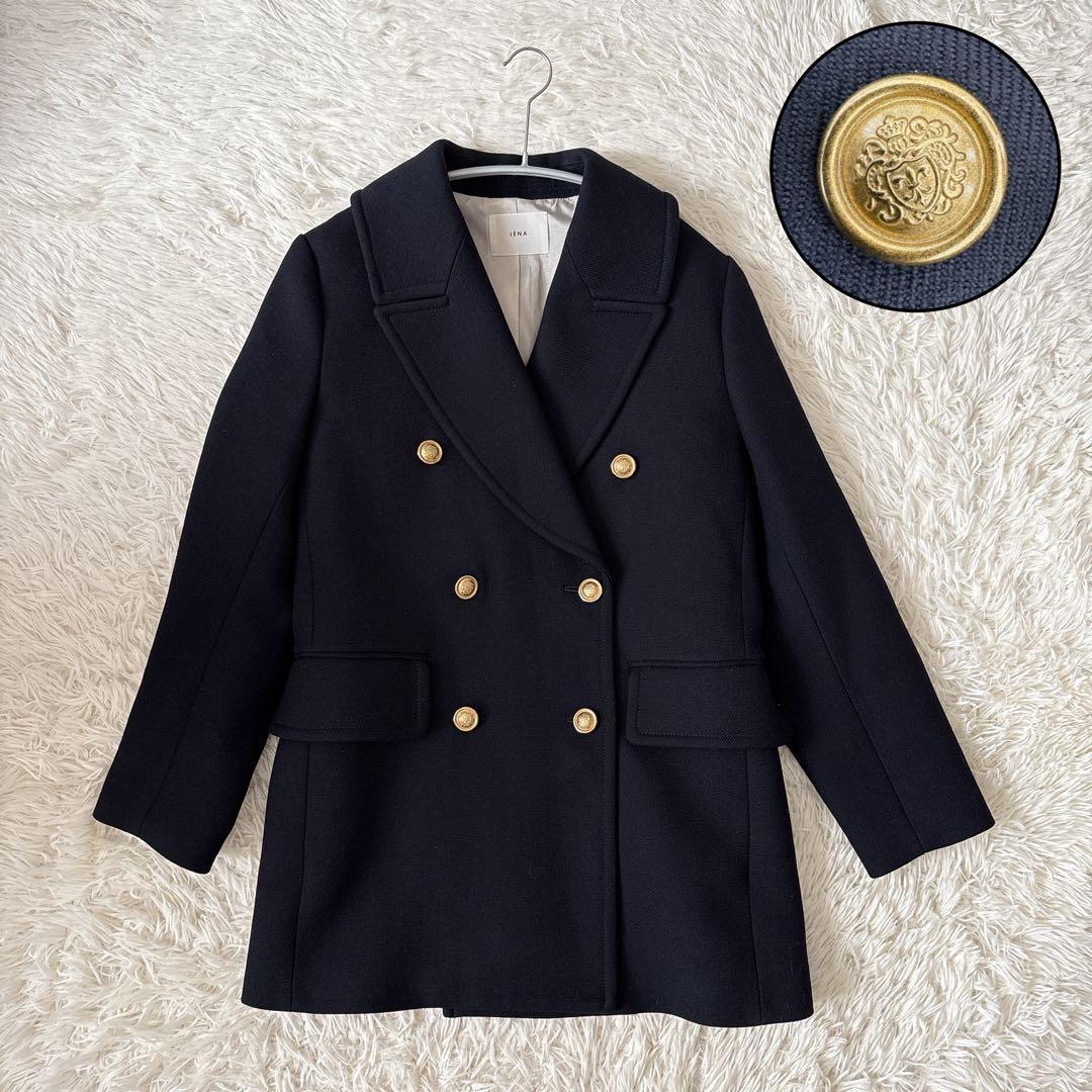 美品 IENA イエナ テーラード ダブル ジャケット 金ボタン ウール