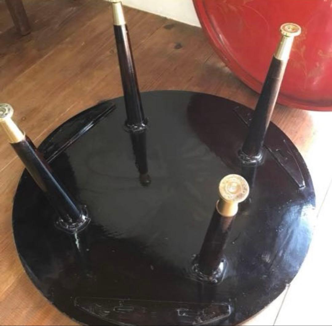 骨董　漆塗り　金彩　蒔絵　ちゃぶ台　飾り台　当時物　古道具　テーブル　脚取り外し