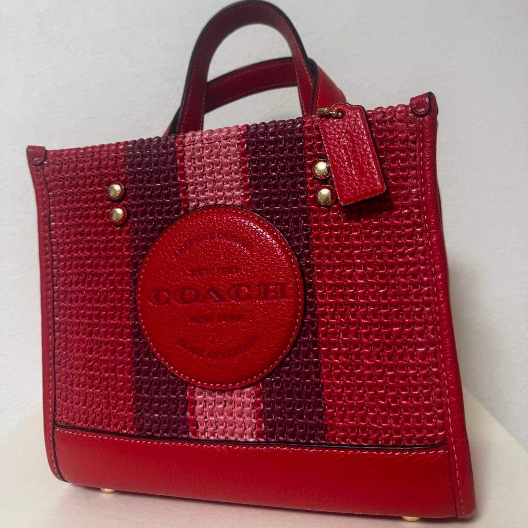 ★美品★【コーチ/COACH】カゴバッグ(赤/レッド)