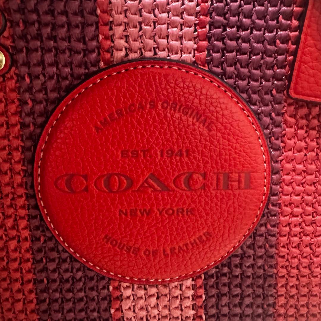 ★美品★【コーチ/COACH】カゴバッグ(赤/レッド)