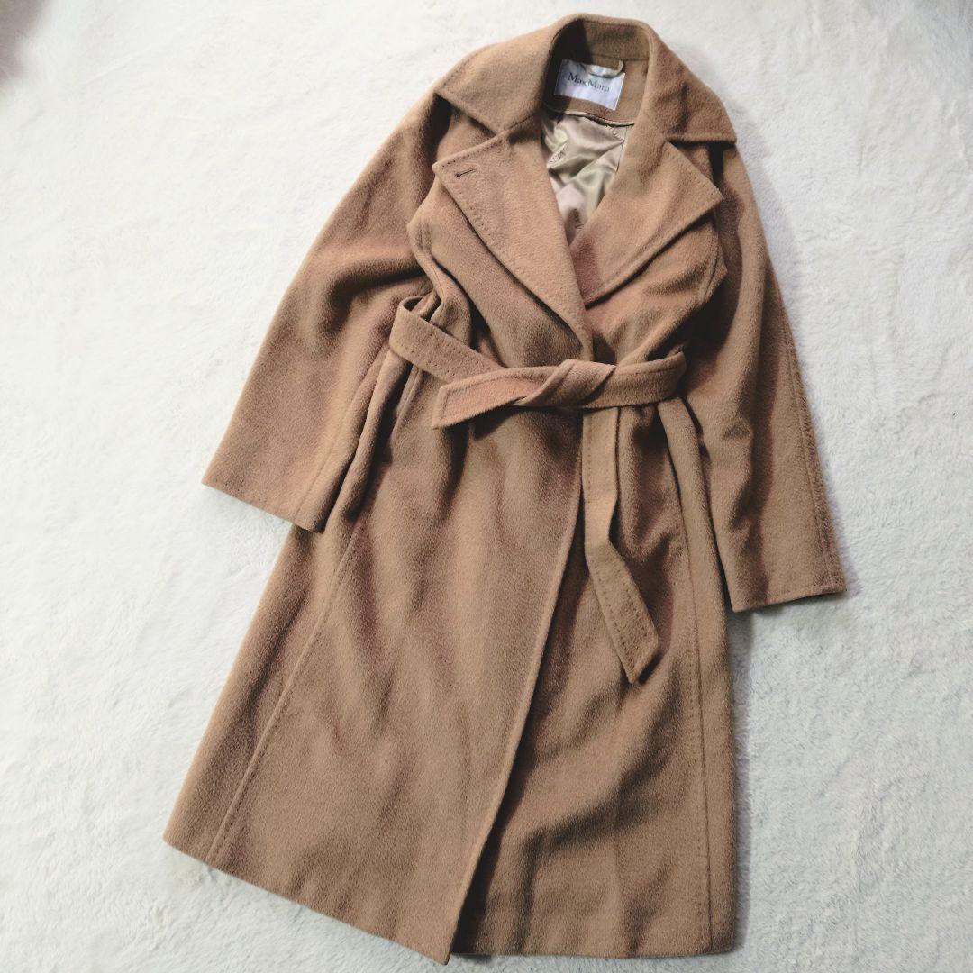美品MaxMaraマニュエラ ロングコート白タグキャメルカシミヤ100 XS