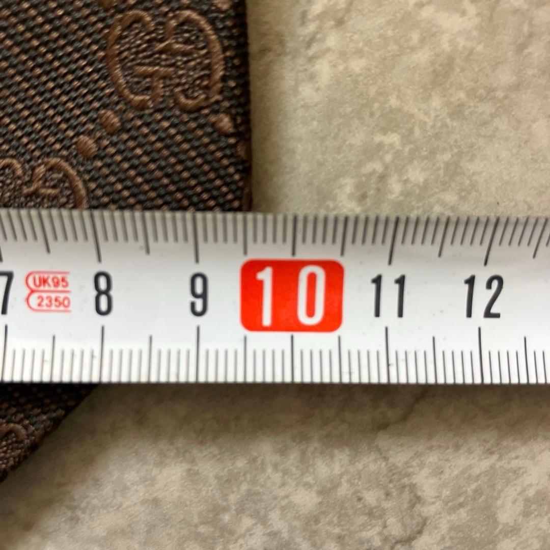 美品 GUCCI グッチ ネクタイ GG柄 インターロッキング ブラウン 茶色
