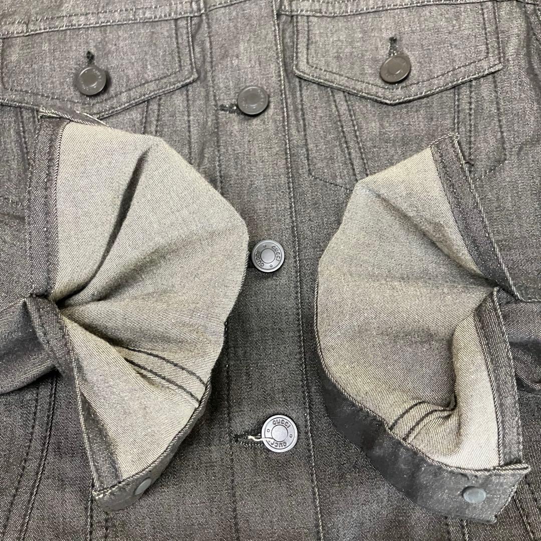 GUCCI グッチ　ストレッチデニムアシンメトリージャケット　38 刻印ボタン