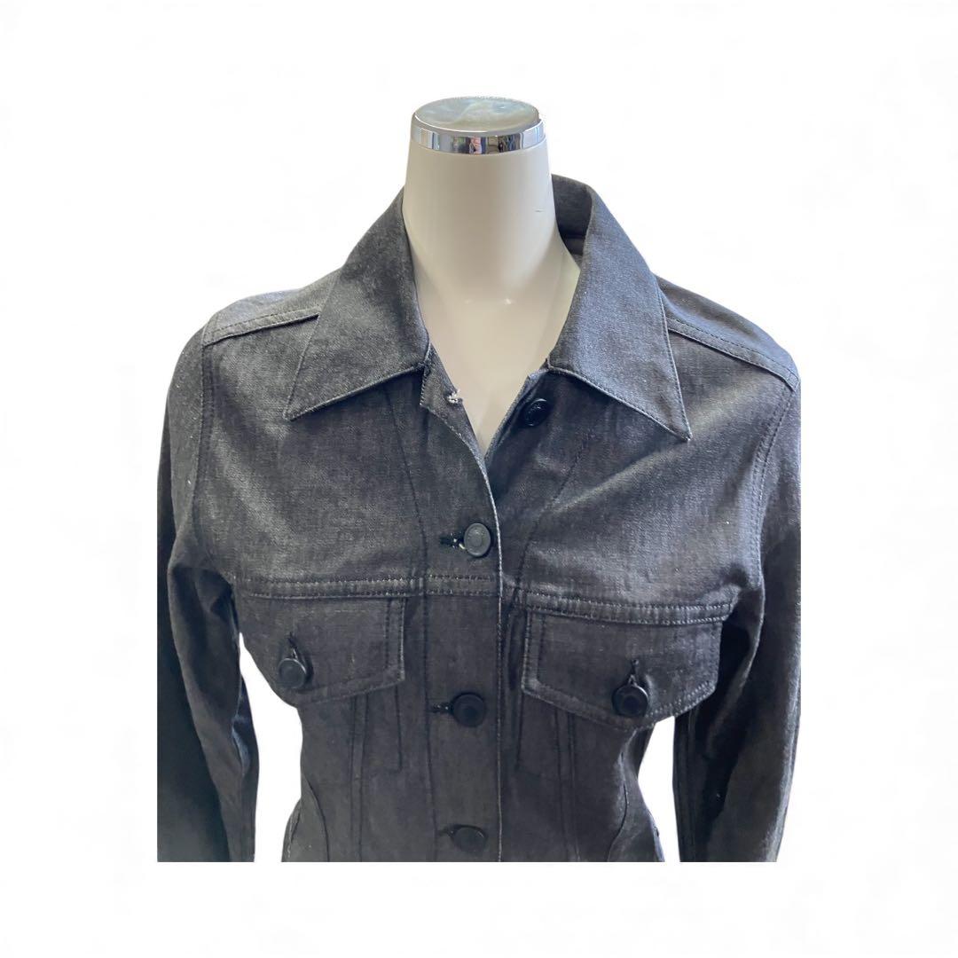 GUCCI グッチ　ストレッチデニムアシンメトリージャケット　38 刻印ボタン