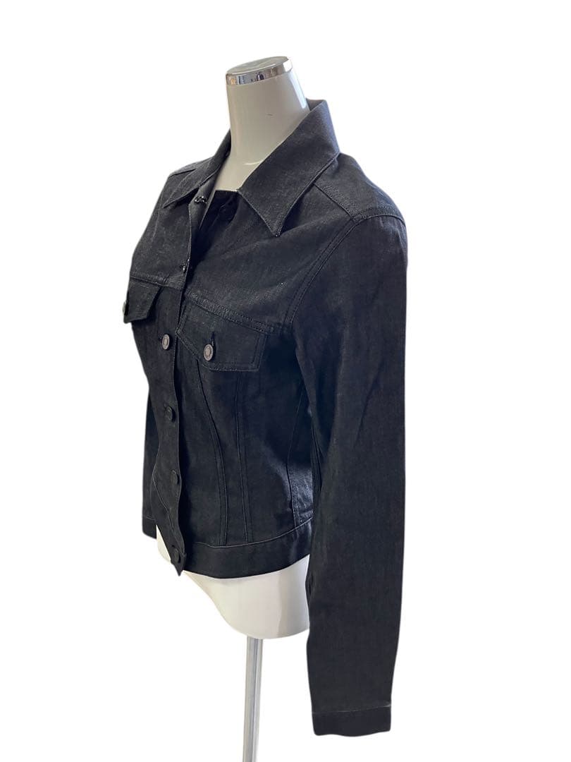 GUCCI グッチ　ストレッチデニムアシンメトリージャケット　38 刻印ボタン