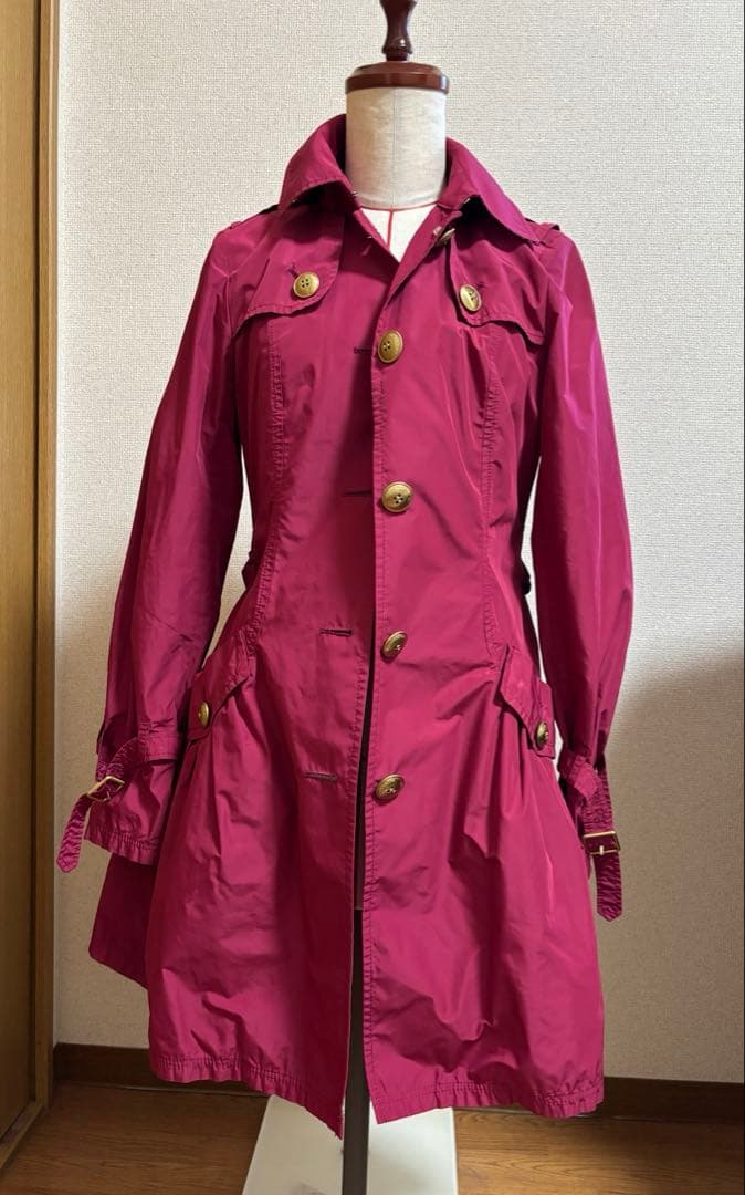 ピンク トレンチコート フード付き