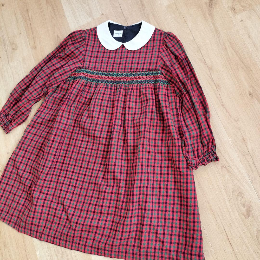 美品　familiar ファミリアチェック　ワンピース