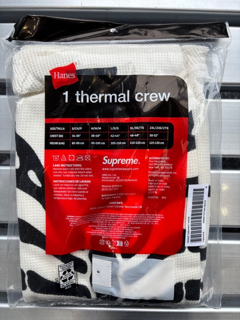 Supreme/Hanes Bones Thermal Crew M 白