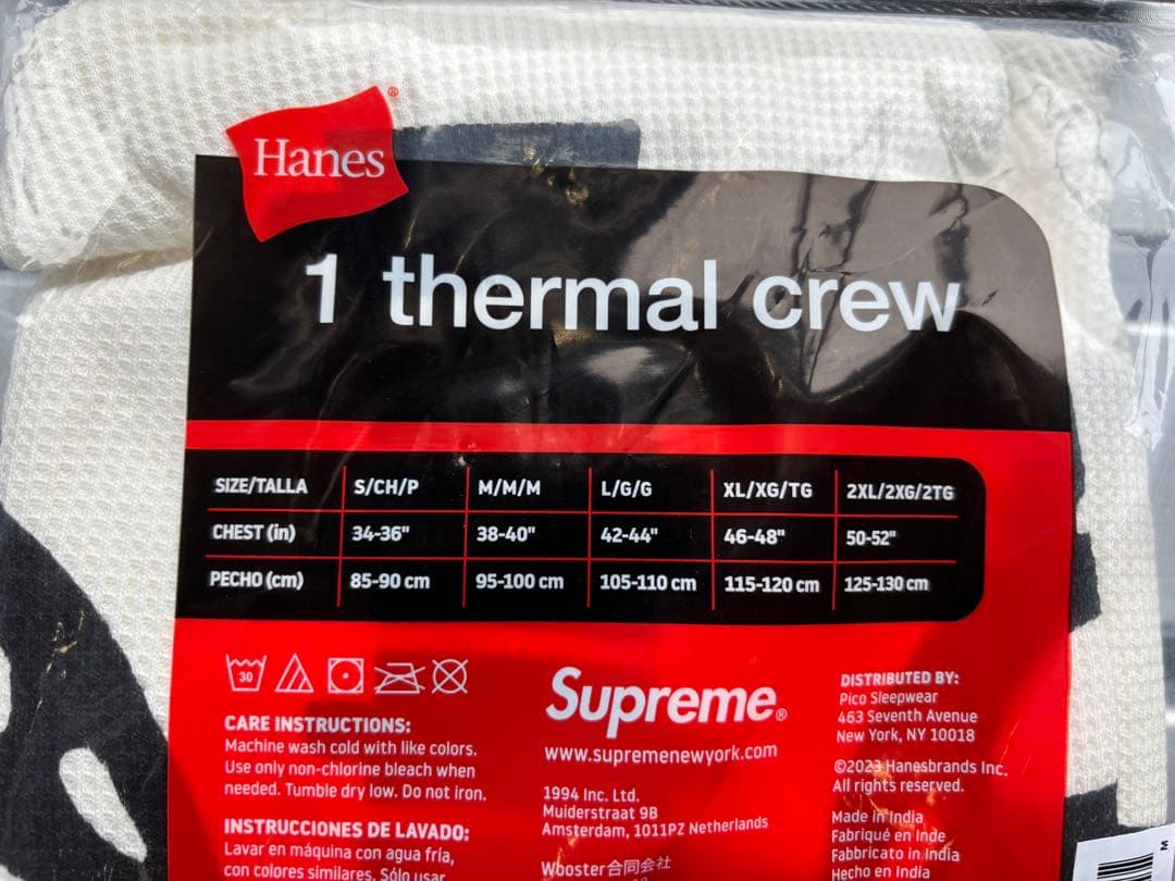 Supreme/Hanes Bones Thermal Crew M 白