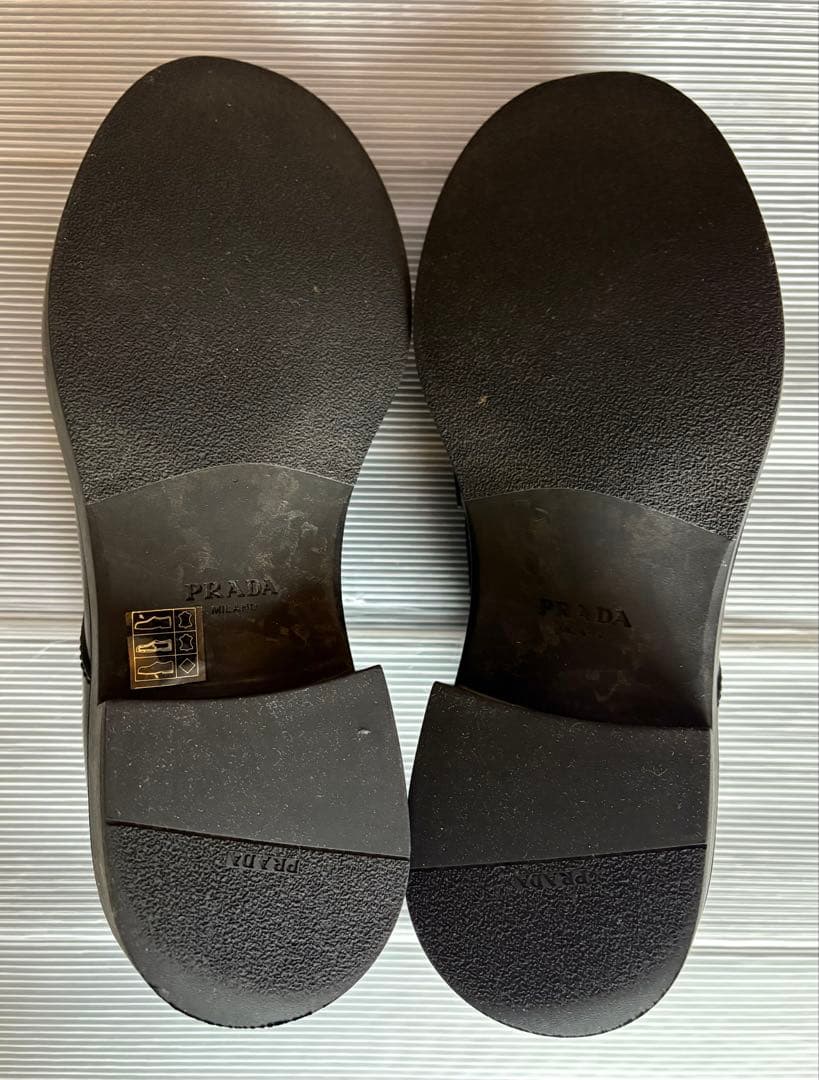 PRADA プラダ ブラッシュドレザー プレーントゥ シューズ 8 1/2