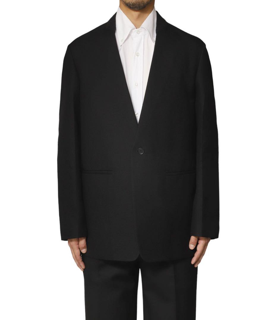 JIL SANDER ジルサンダー　ウール 2B ノーカラージャケット ブラック