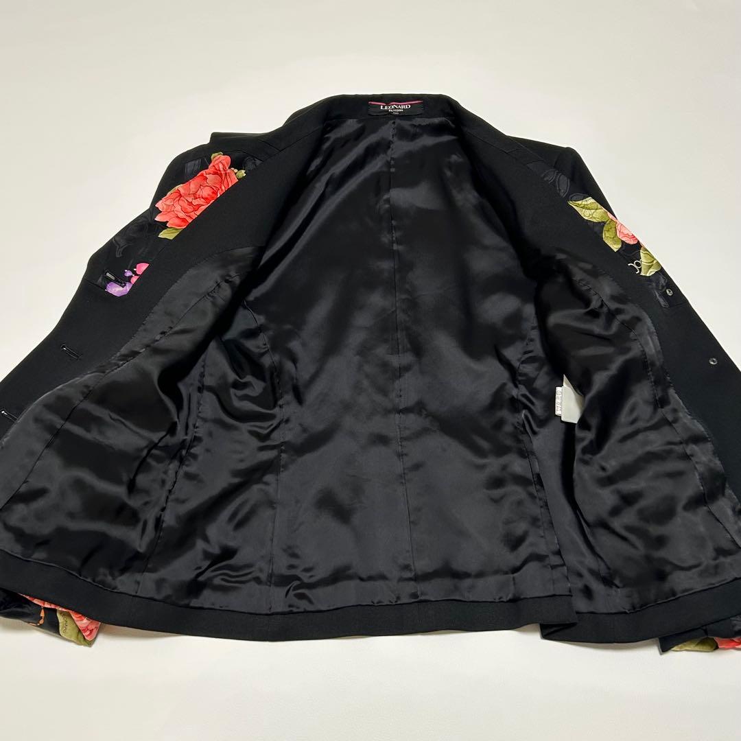 美品 レオナール セットアップ ウール シルク混 花柄 ジャケット スカート