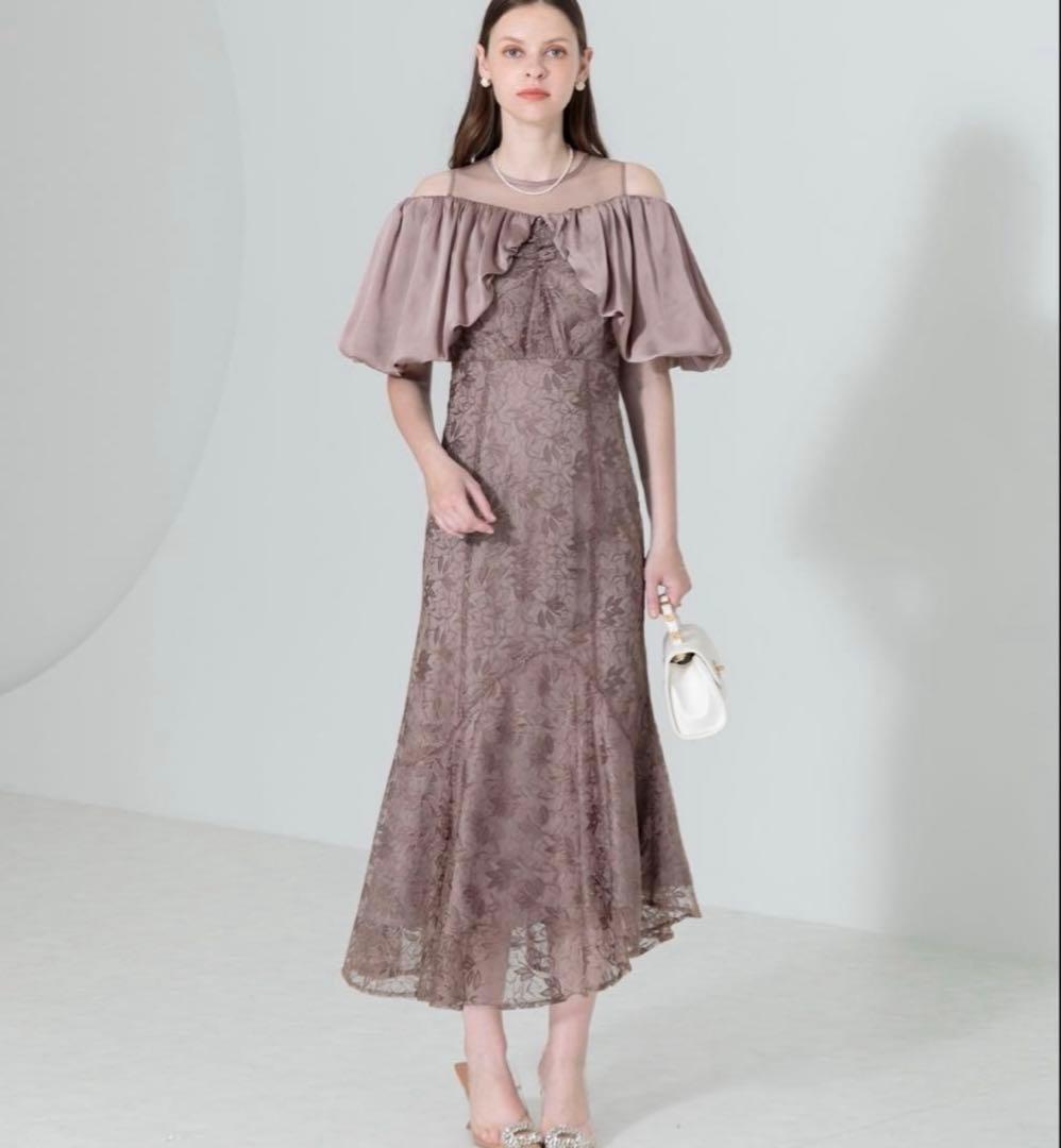 Leja オフショルダー花柄刺繍マーメイドドレス　オケージョン　結婚式　お呼ばれ