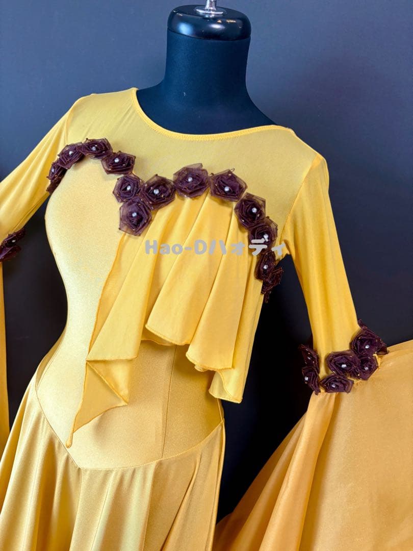 新品★ダンスドレス★スタンダード★社交ダンス★競技会★パーティー★サフラン