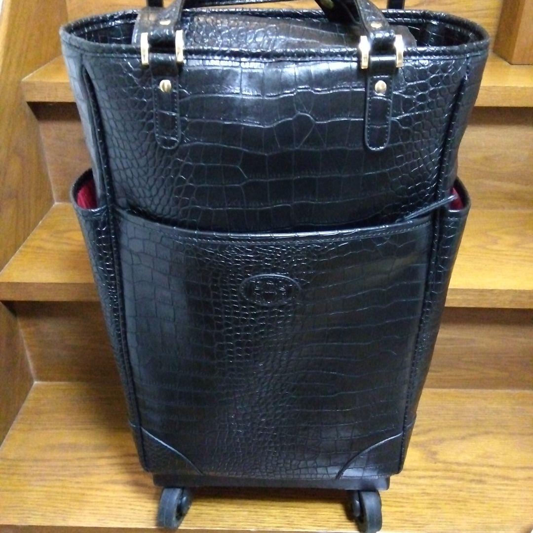 スワニー　ブラック クロコダイル風 キャリーケース　キャスターバック