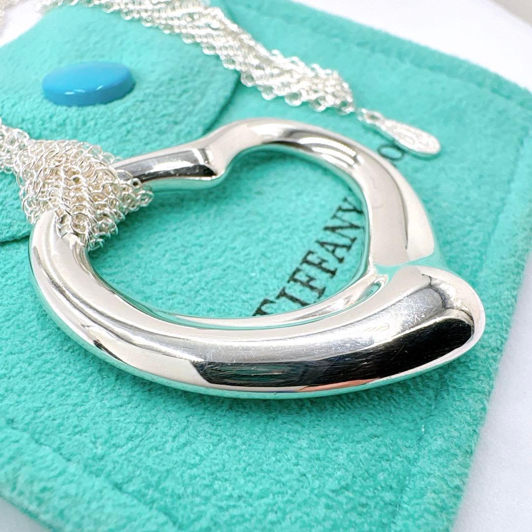 極美品 ティファニー オープンハート XL メッシュ ネックレス シルバー925
