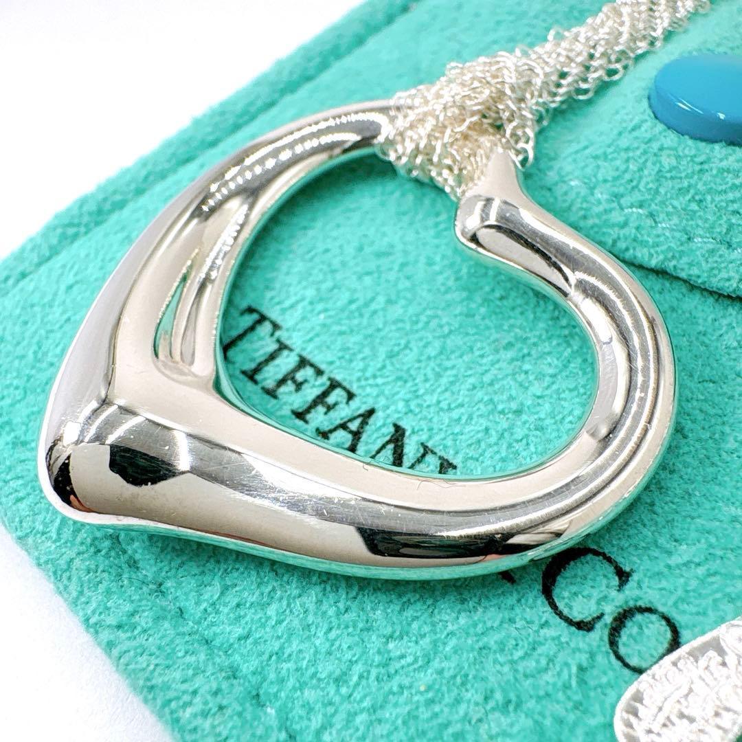 極美品 ティファニー オープンハート XL メッシュ ネックレス シルバー925