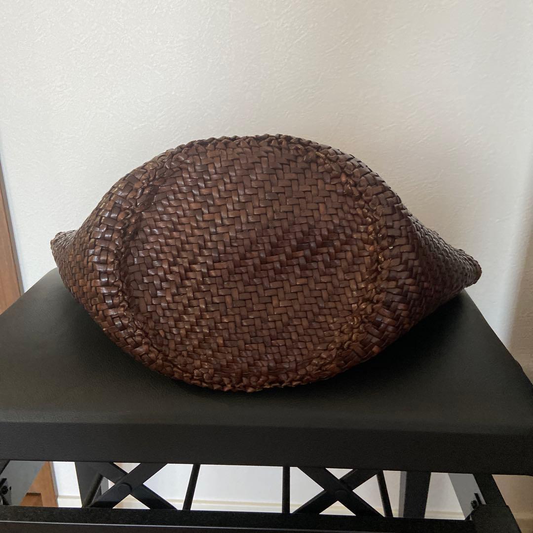 ダークブラウン 編み込み ハンドバッグ