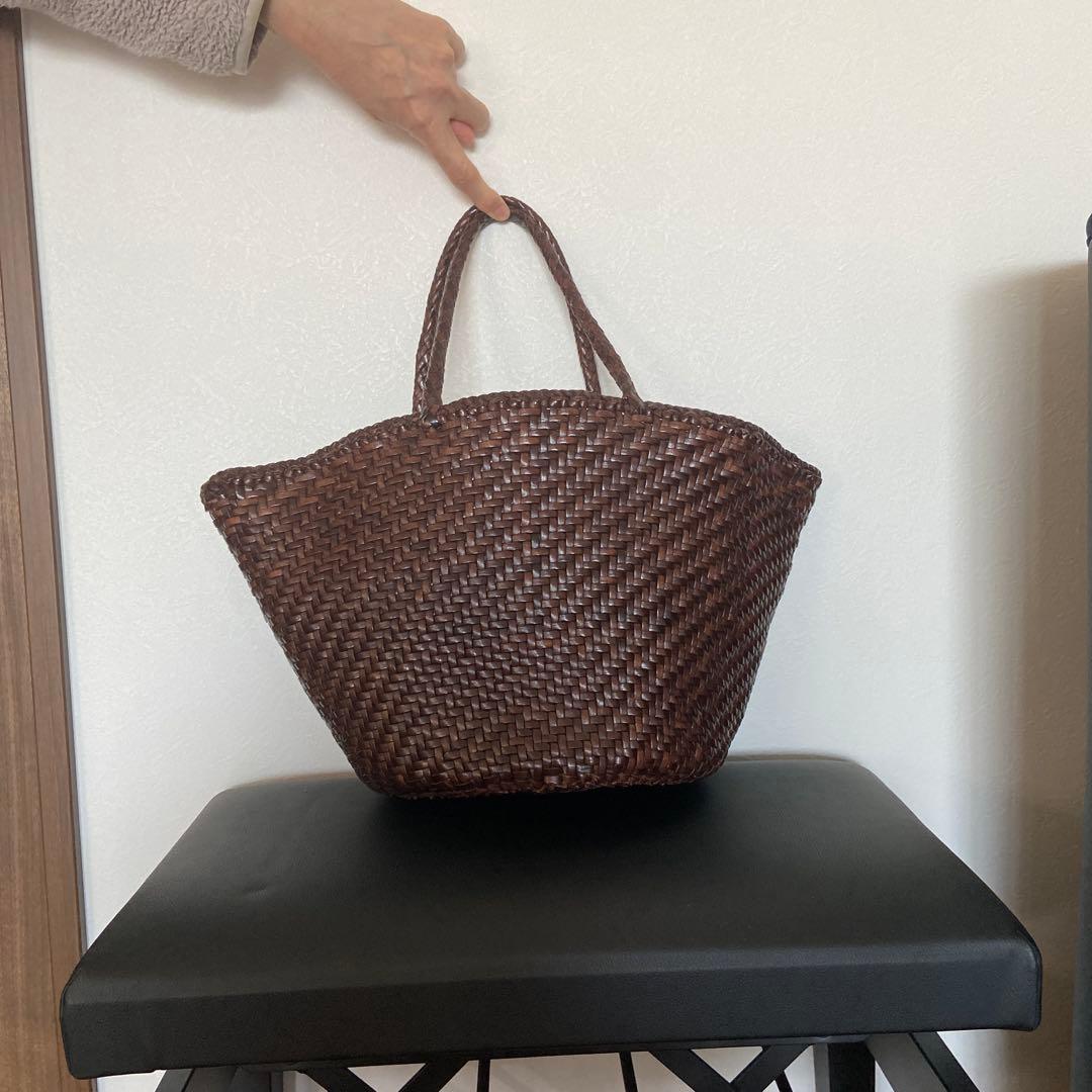 ダークブラウン 編み込み ハンドバッグ