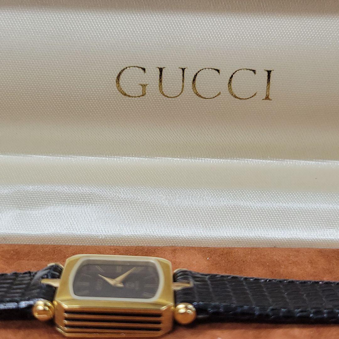 純正ケース付き GUCCI グッチ レディース腕時計 スクエアフェイス 革ベルト