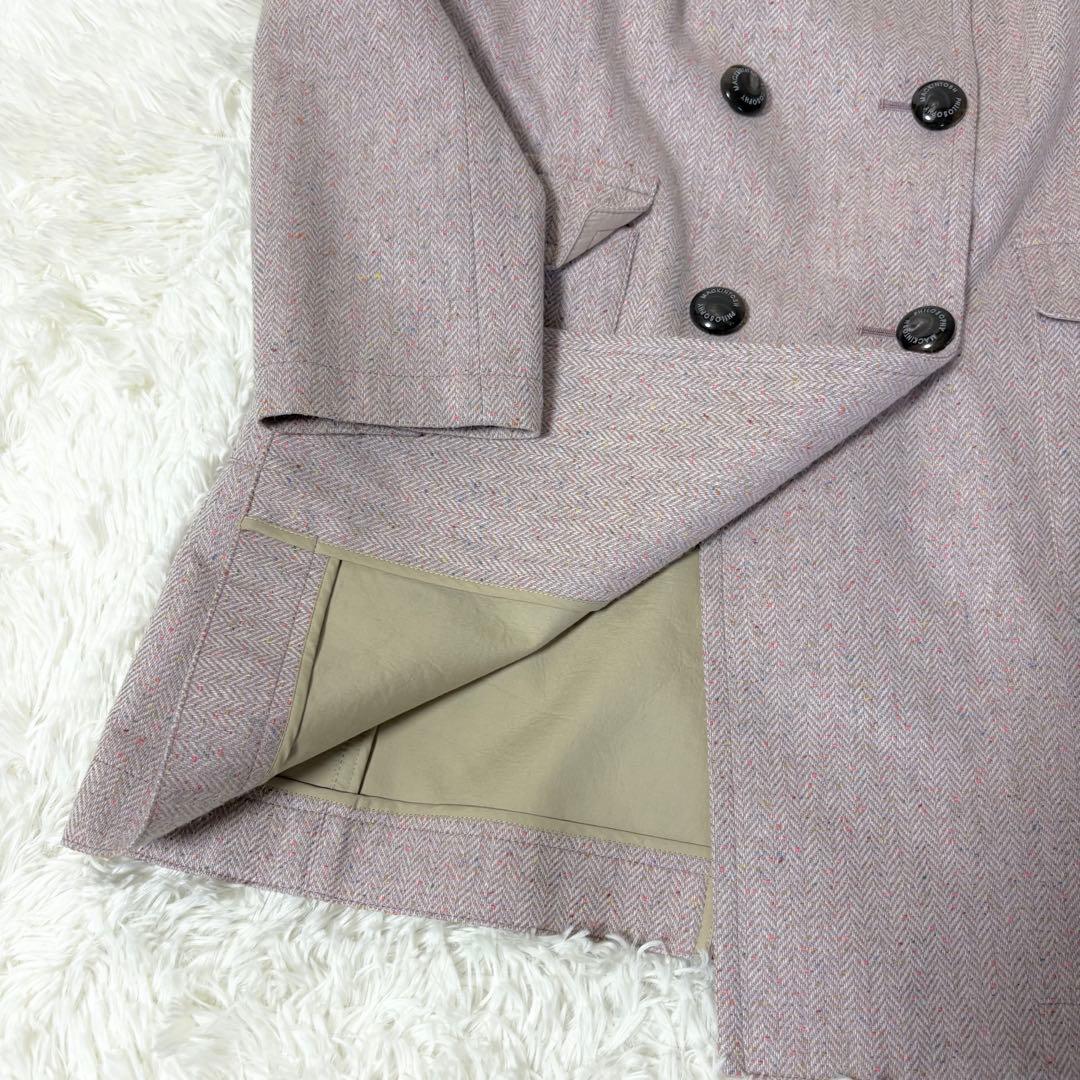 マッキントッシュフィロソフィー ゴム引き ウール コート ヘリンボーン ピンク