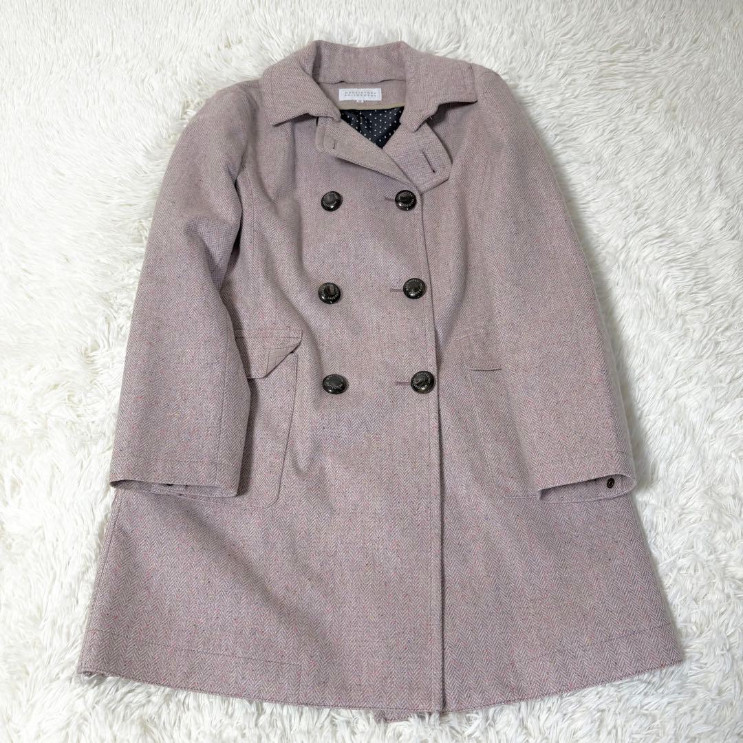 マッキントッシュフィロソフィー ゴム引き ウール コート ヘリンボーン ピンク