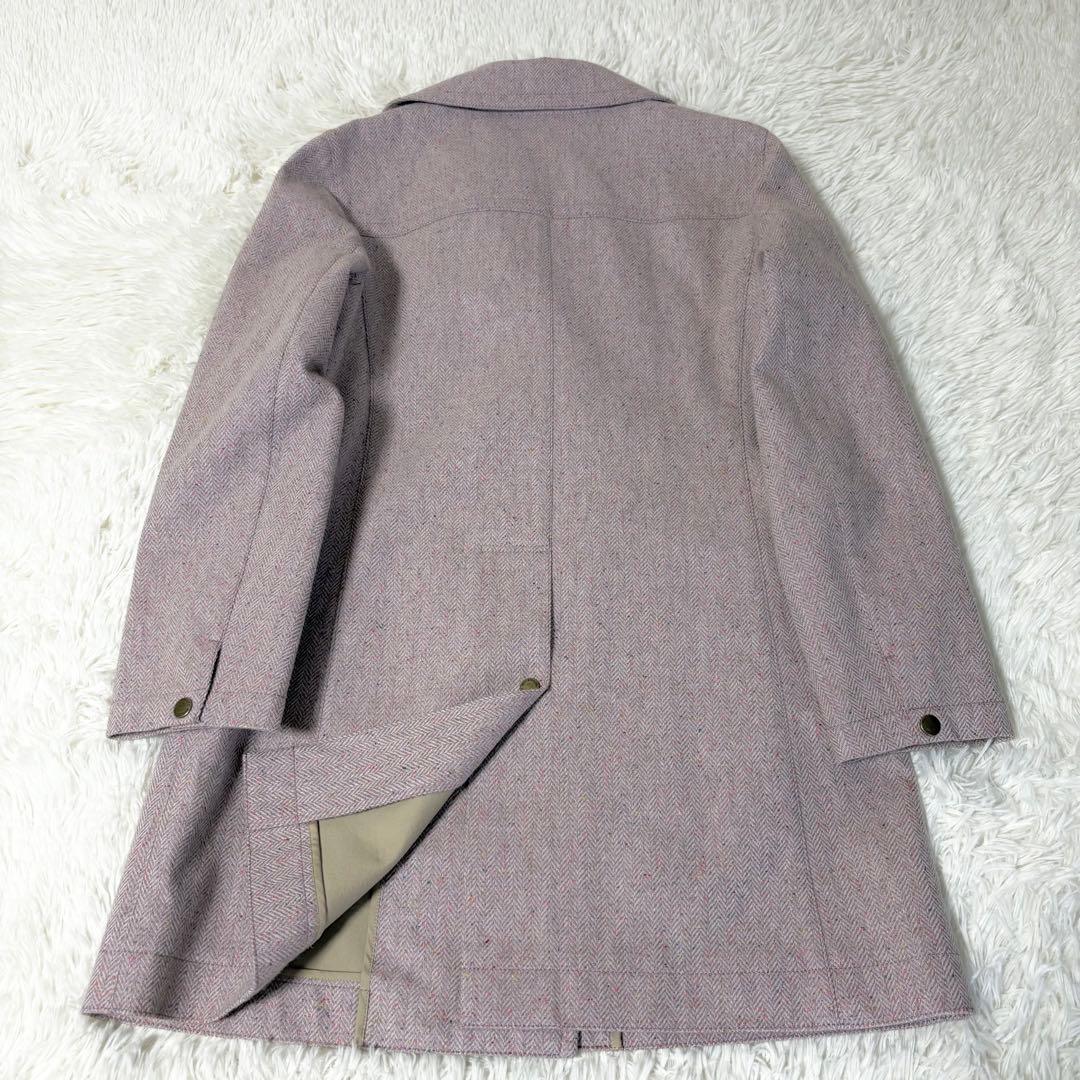 マッキントッシュフィロソフィー ゴム引き ウール コート ヘリンボーン ピンク