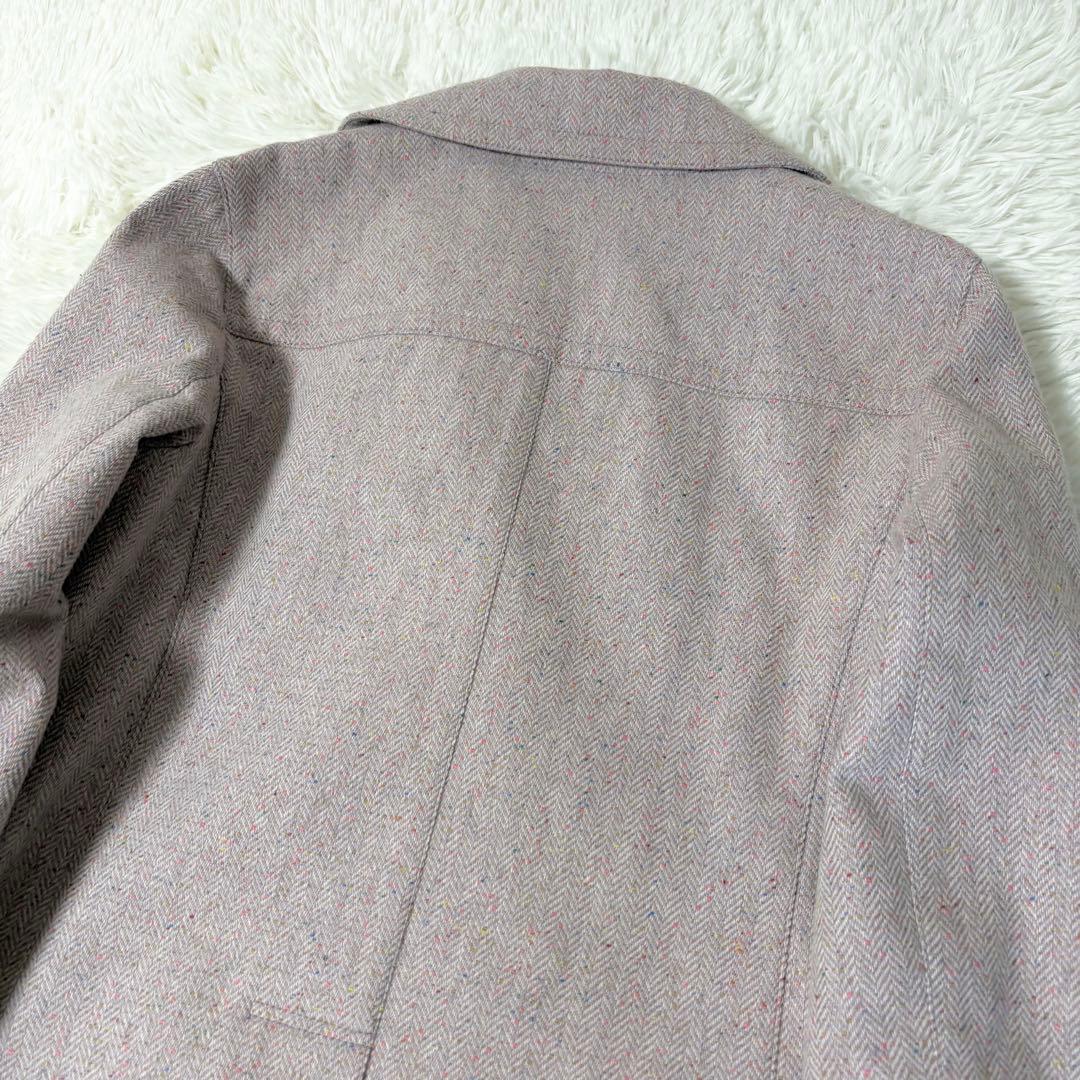 マッキントッシュフィロソフィー ゴム引き ウール コート ヘリンボーン ピンク