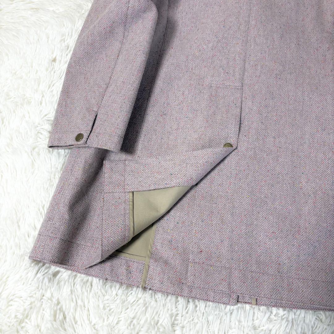 マッキントッシュフィロソフィー ゴム引き ウール コート ヘリンボーン ピンク