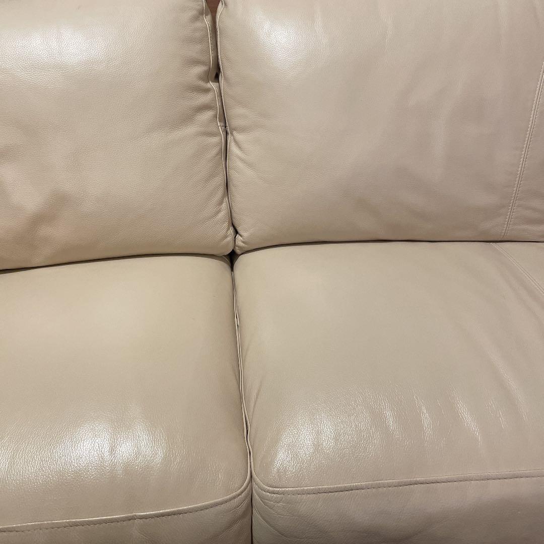 高級レザーソファ　アイボリー