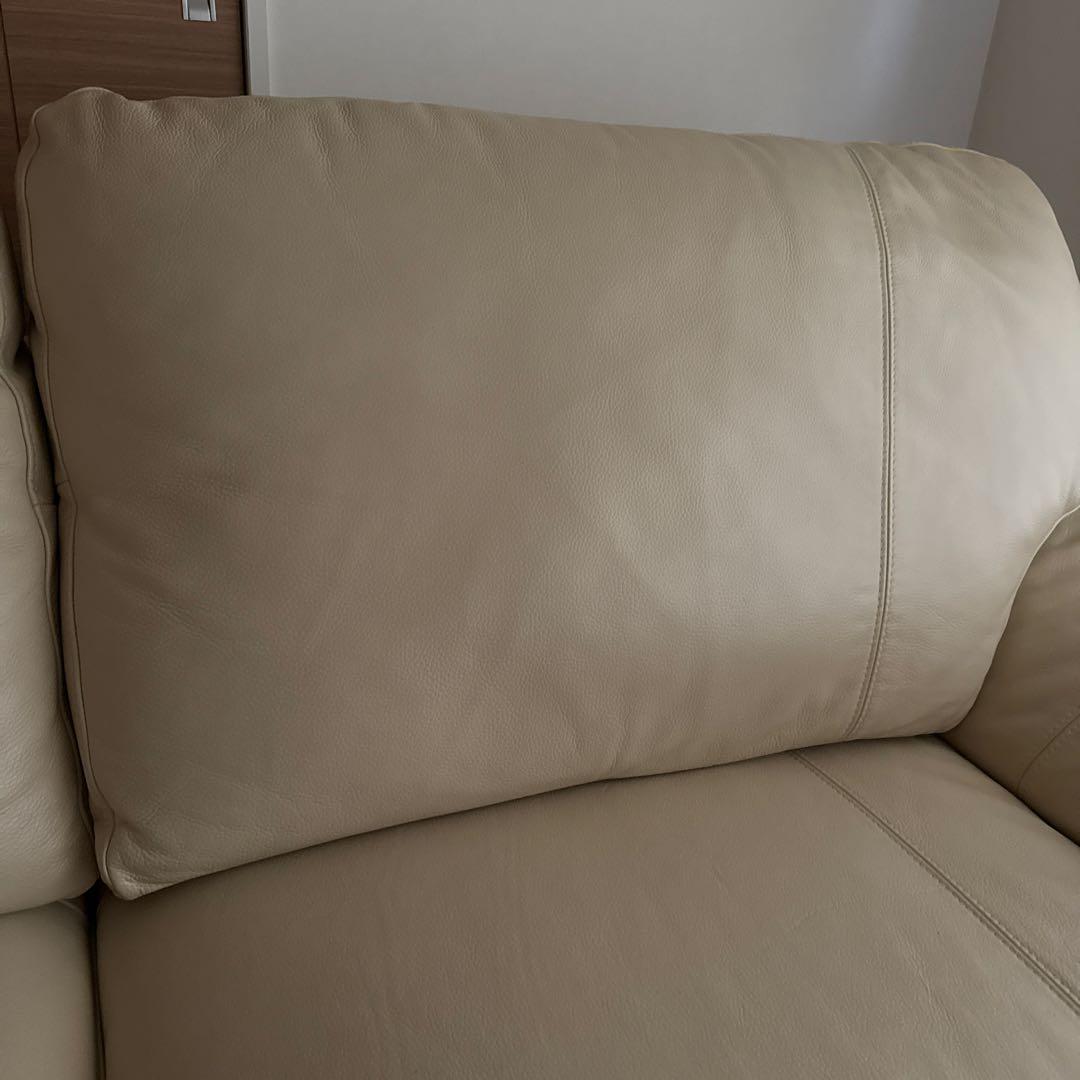 高級レザーソファ　アイボリー