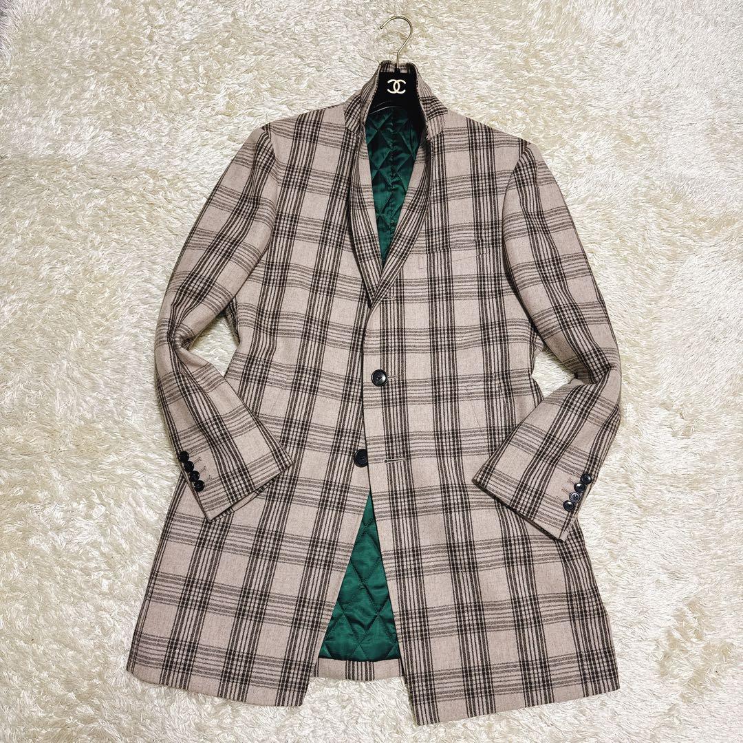 美品✨ スーツセレクト×マルゾット　チェスターコート　チェック柄　イタリア製生地
