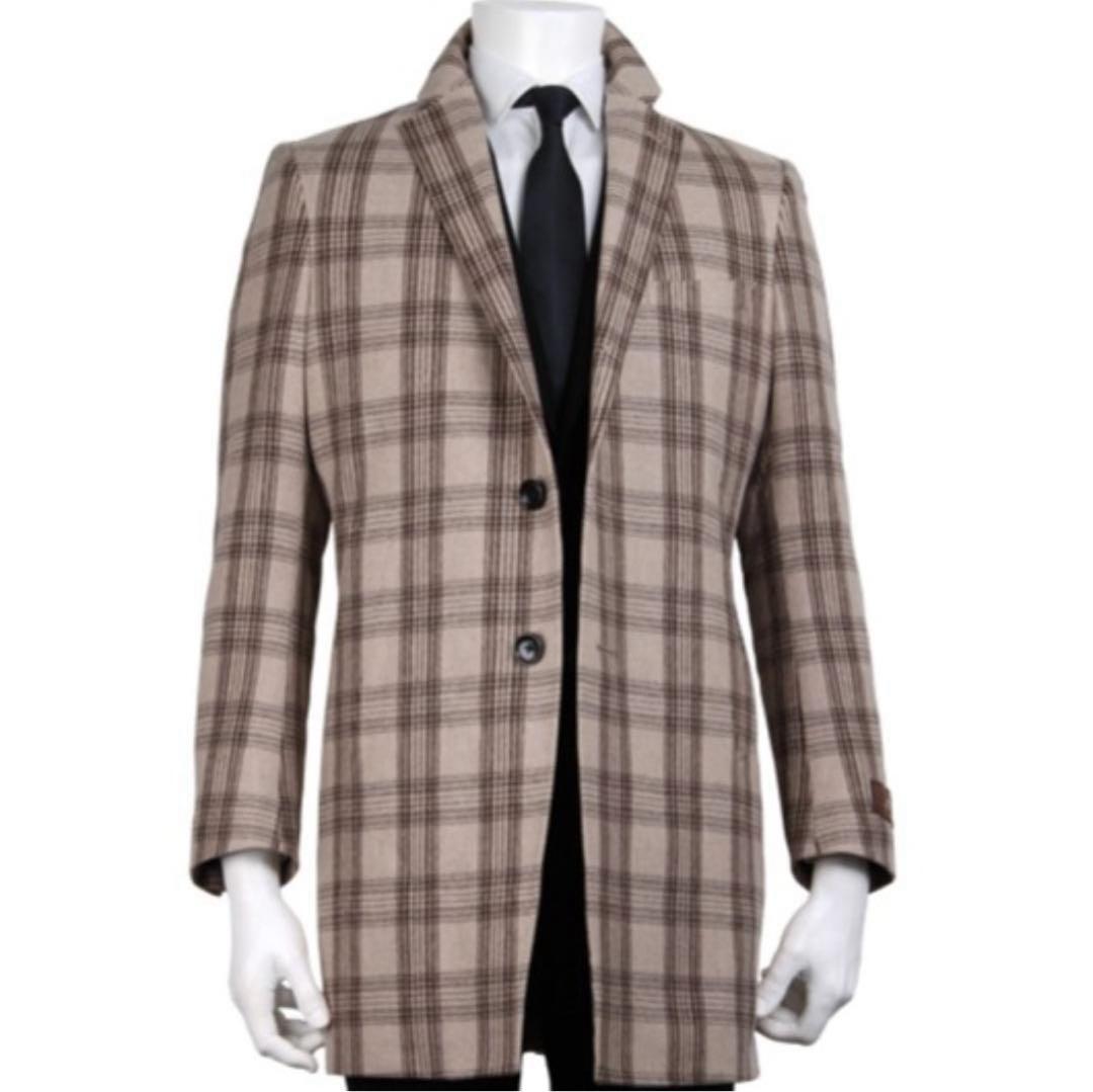 美品✨ スーツセレクト×マルゾット　チェスターコート　チェック柄　イタリア製生地