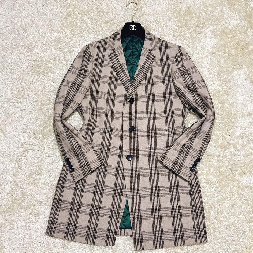 美品✨ スーツセレクト×マルゾット　チェスターコート　チェック柄　イタリア製生地
