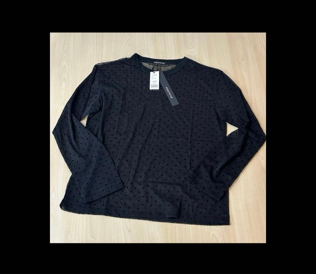 【mizuiro ind 】メッシュドットクルーネックプルオーバー　ブラック　F
