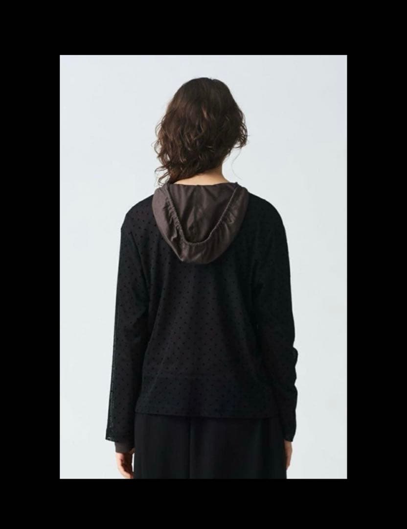 【mizuiro ind 】メッシュドットクルーネックプルオーバー　ブラック　F