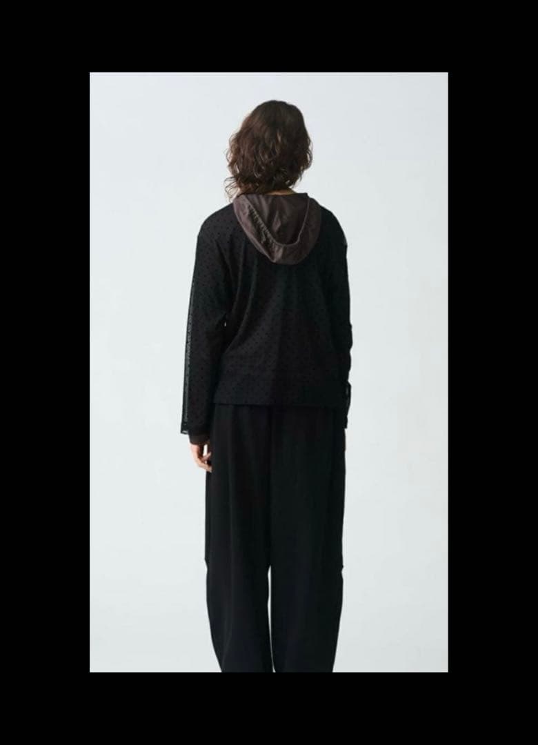 【mizuiro ind 】メッシュドットクルーネックプルオーバー　ブラック　F