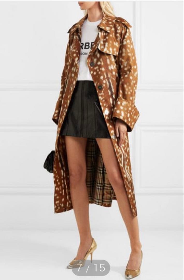 極美品　 バーバリー バンビプリント ギャバジントレンチコート　19SS 現行