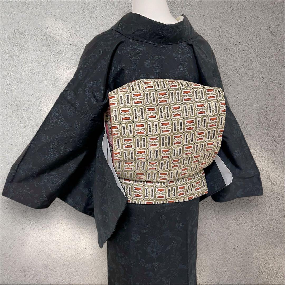 so271 洗える着物 大島紬風 小紋フルセット 身丈155裄丈64.5