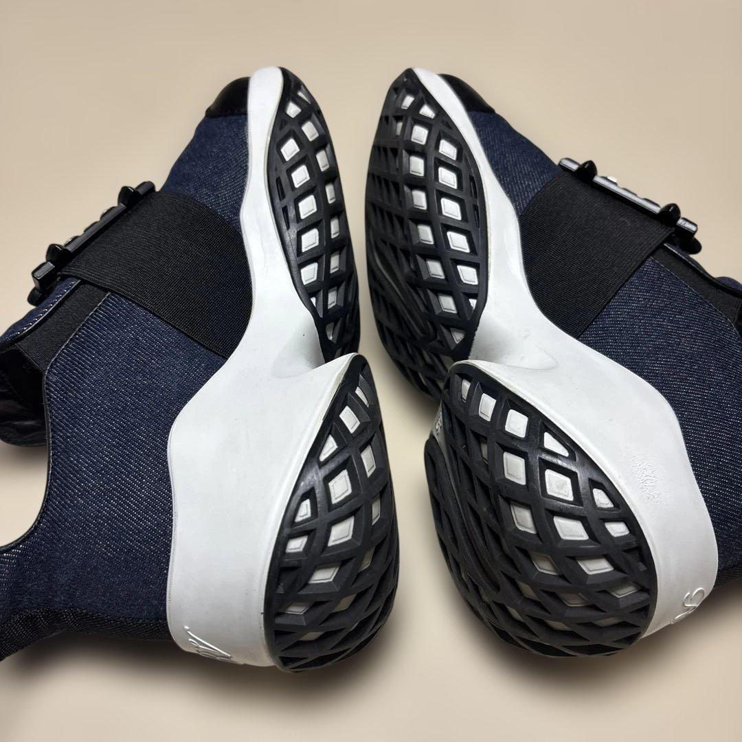 ROGER VIVIER ビジュー付きデニムネイビー スリッポンスニーカー